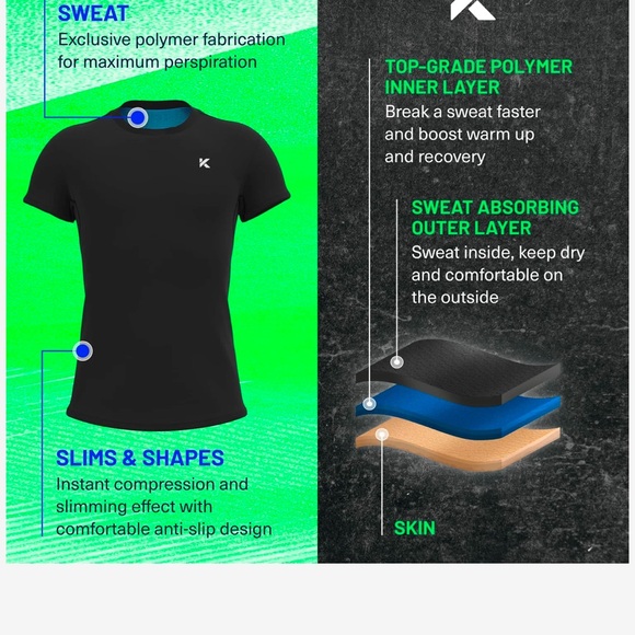 Kewlioo Men’s heat trapping / sauna t shirt - Picture 4 of 14